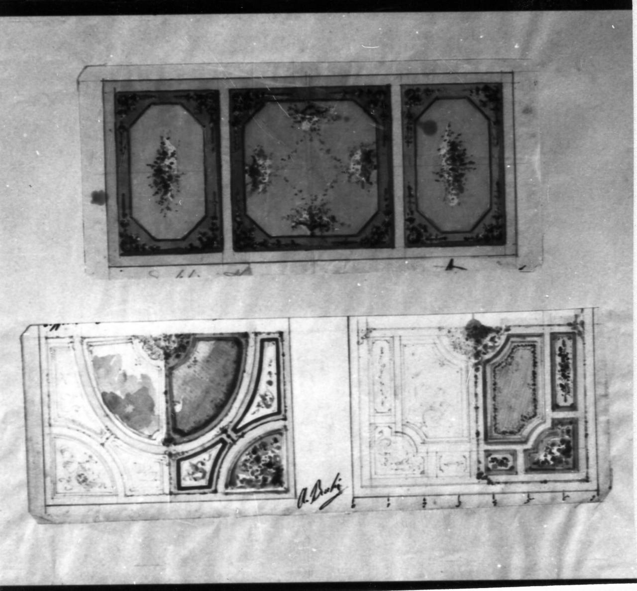 decorazione per soffitto (disegno) di Becchi Andrea (seconda metà sec. XIX)