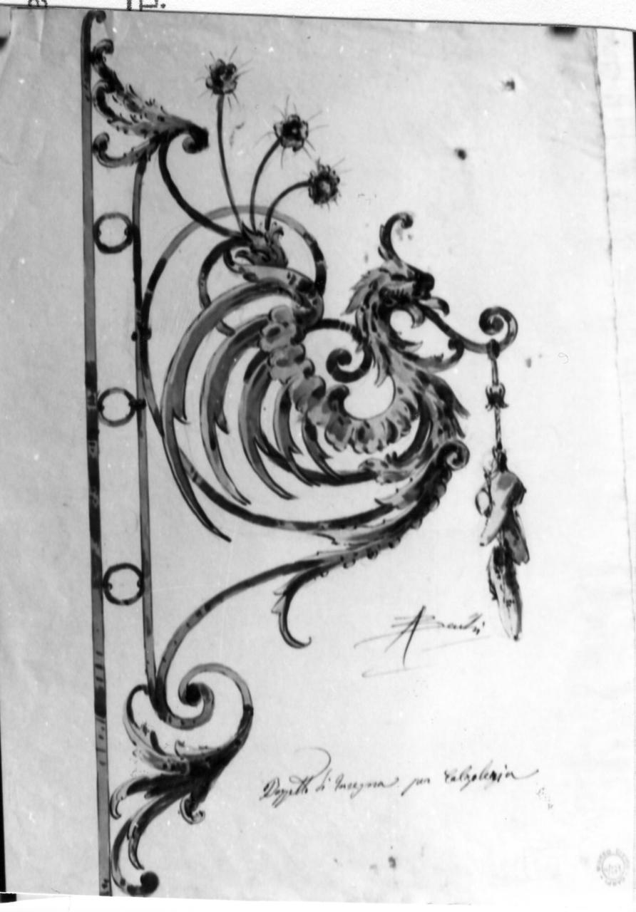 insegna per calzoleria (disegno) di Becchi Andrea (seconda metà sec. XIX)