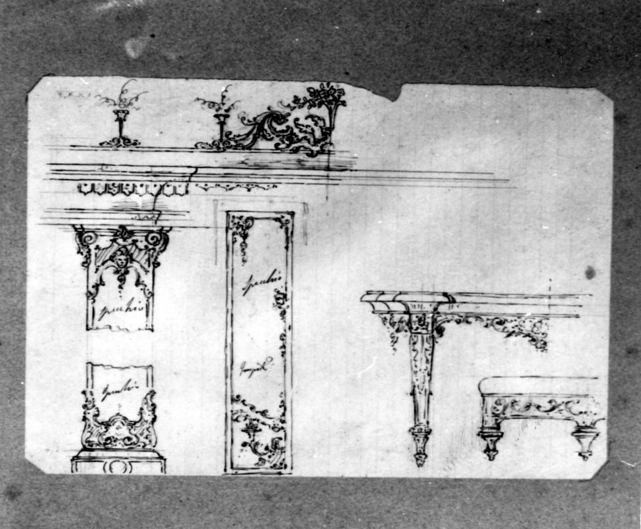 motivi decorativi (disegno) di Becchi Andrea (seconda metà sec. XIX)