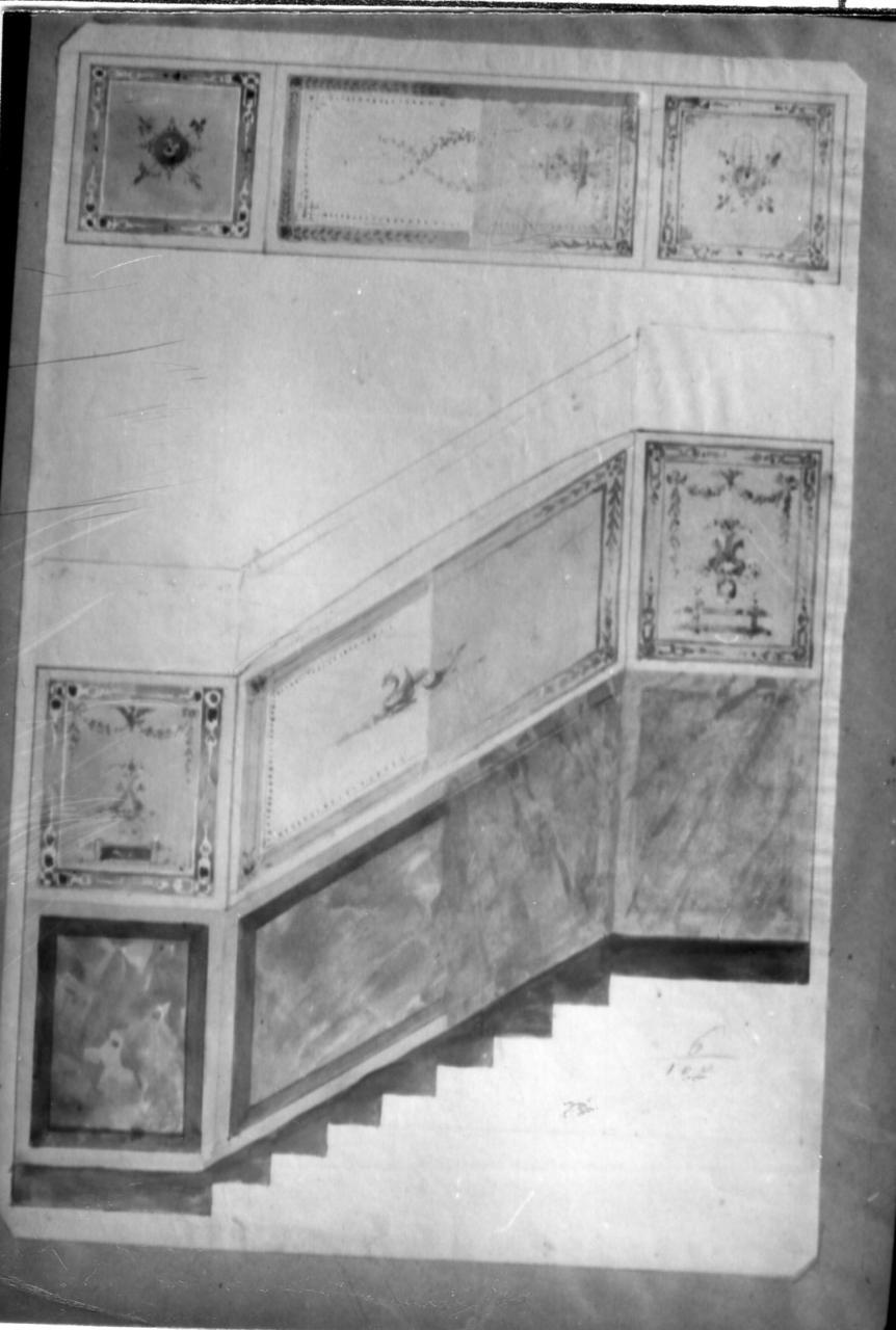 decorazione per scala (disegno) di Becchi Andrea (seconda metà sec. XIX)