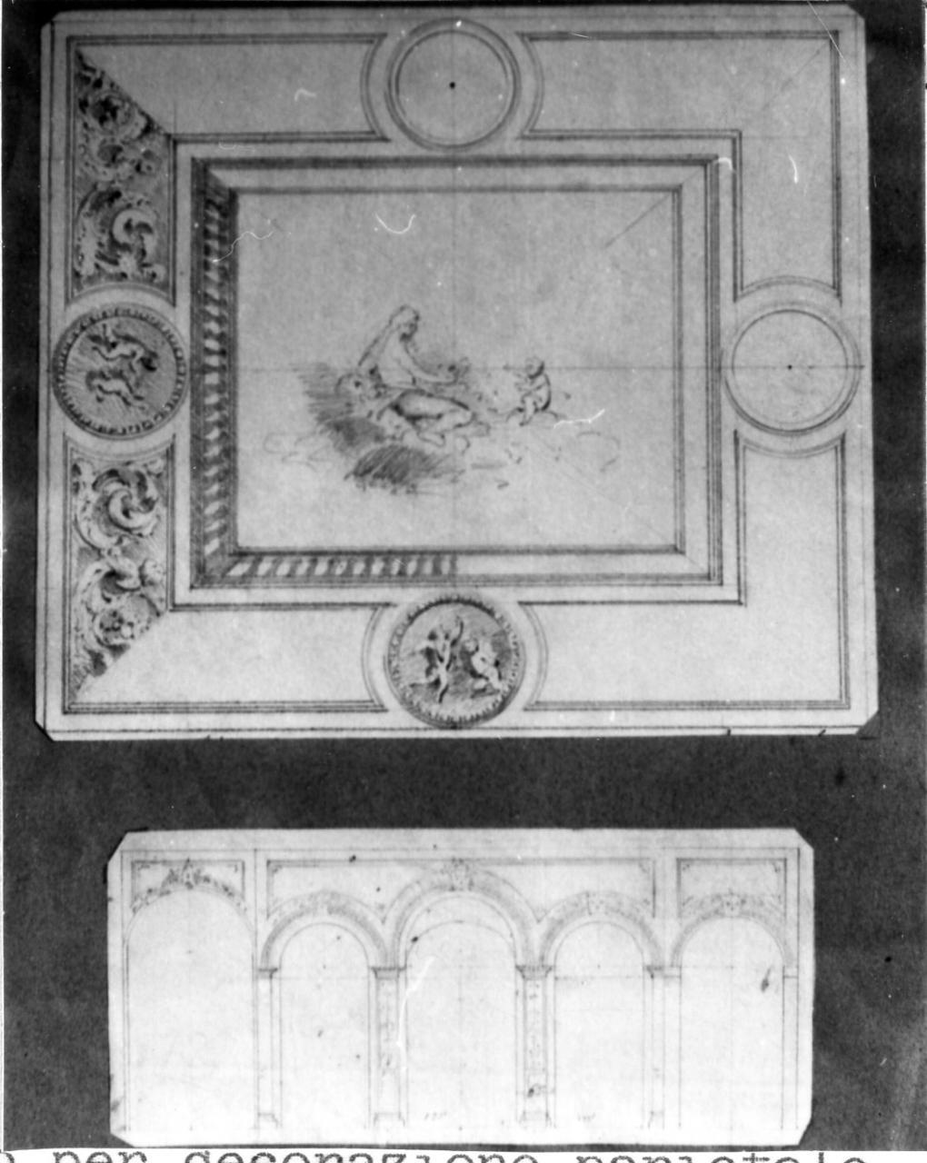 decorazione per soffitto (disegno) di Becchi Andrea (seconda metà sec. XIX)
