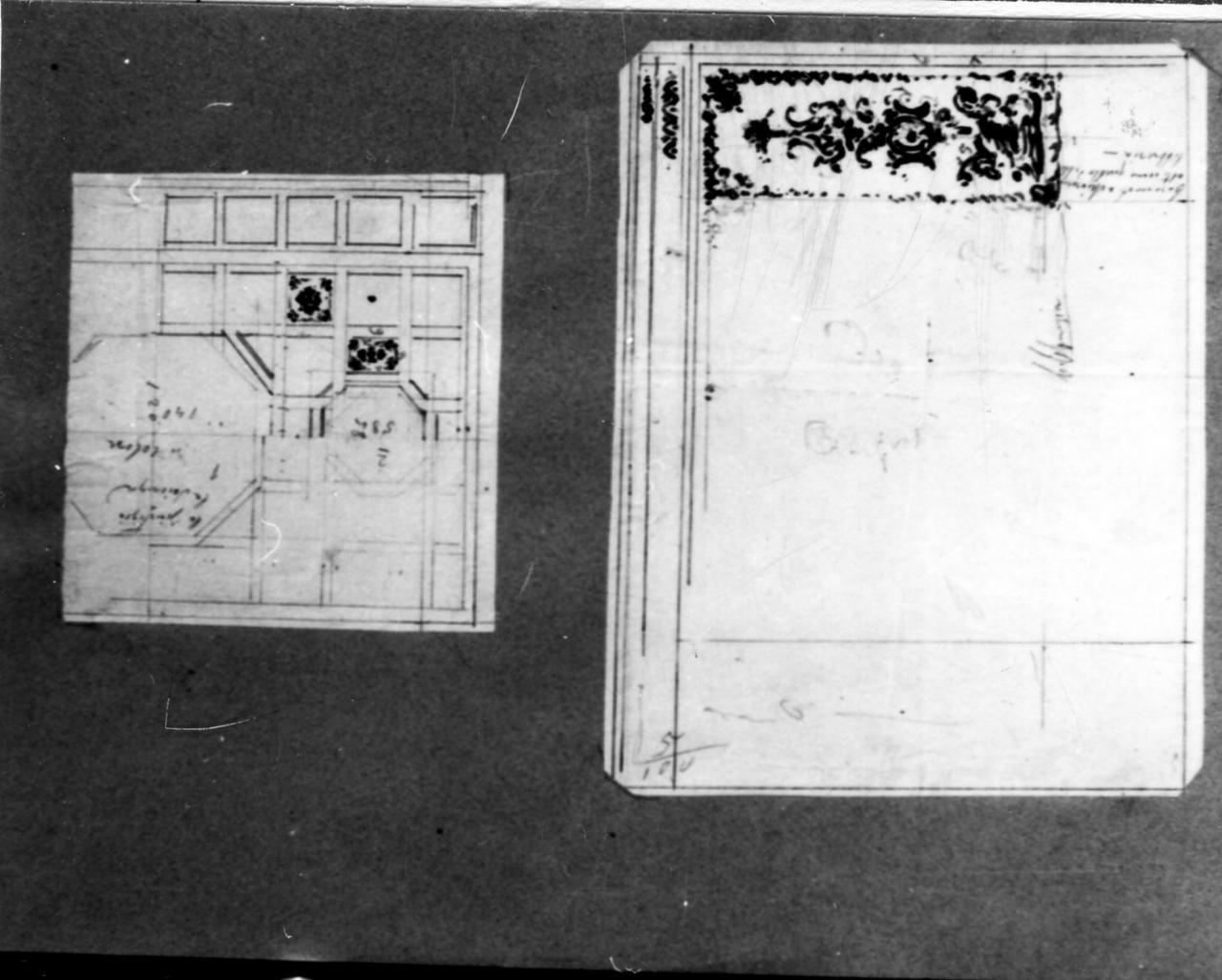 motivi decorativi a cassettoni (disegno) di Becchi Andrea (seconda metà sec. XIX)