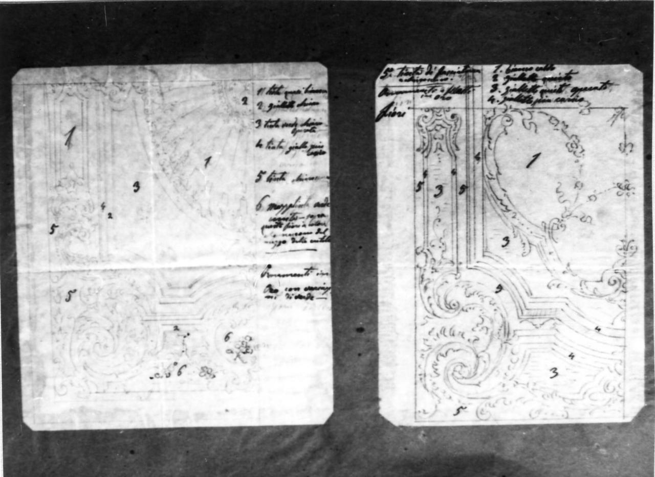 decorazione per soffitto (disegno, serie) di Becchi Andrea (seconda metà sec. XIX)