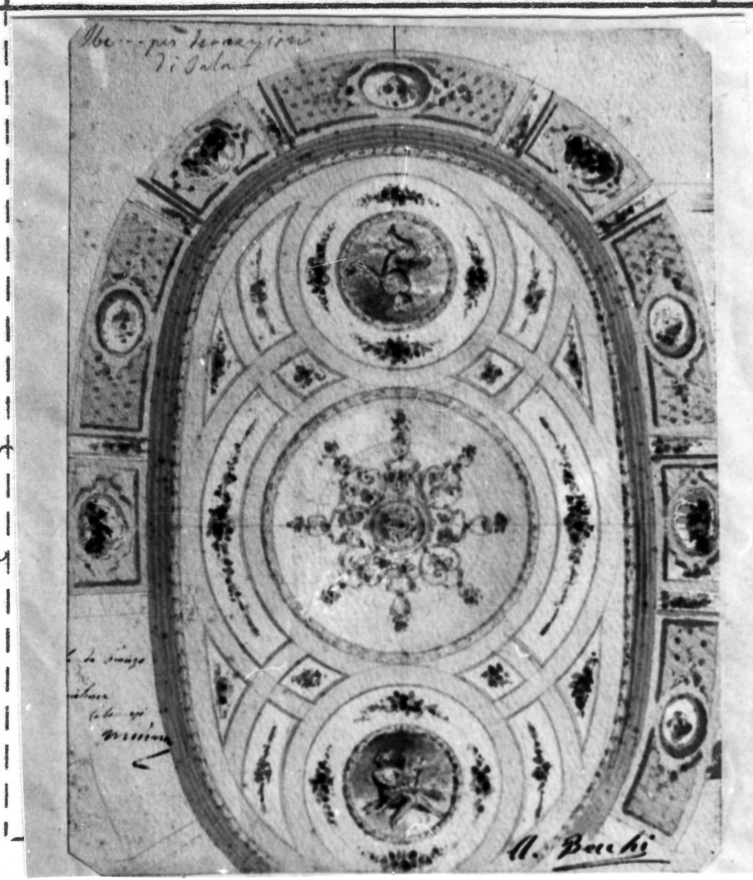 decorazione per soffitto (disegno) di Becchi Andrea (seconda metà sec. XIX)