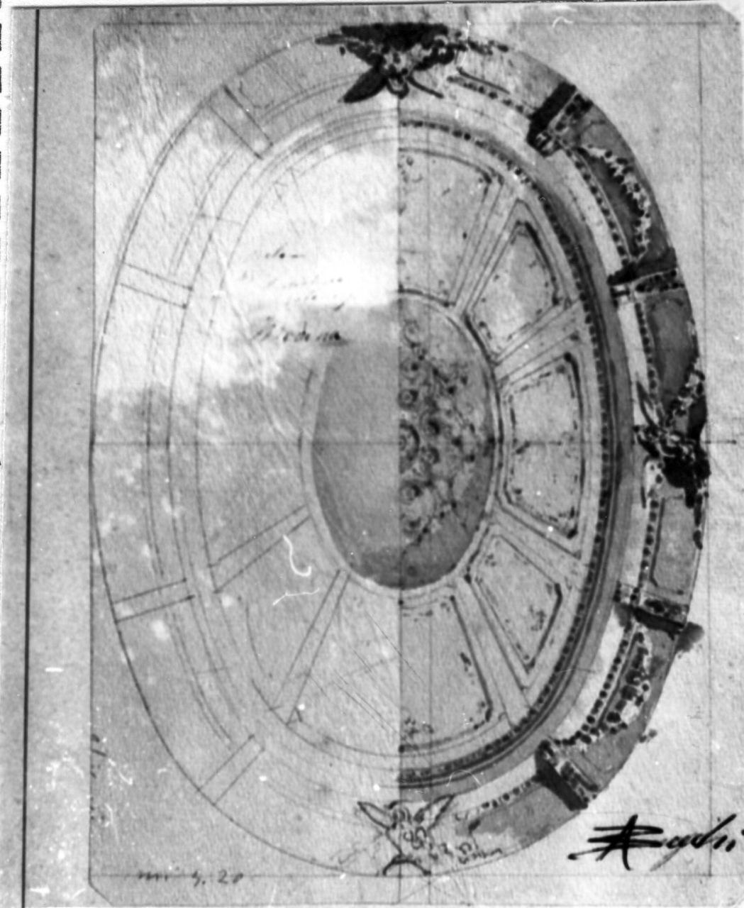 decorazione per soffitto (disegno) di Becchi Andrea (seconda metà sec. XIX)