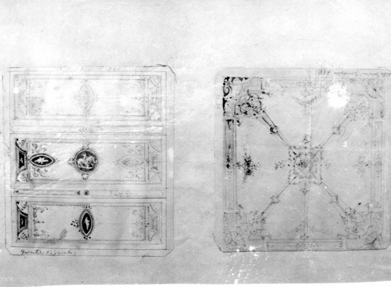 decorazione per soffitto (disegno) di Becchi Andrea (seconda metà sec. XIX)