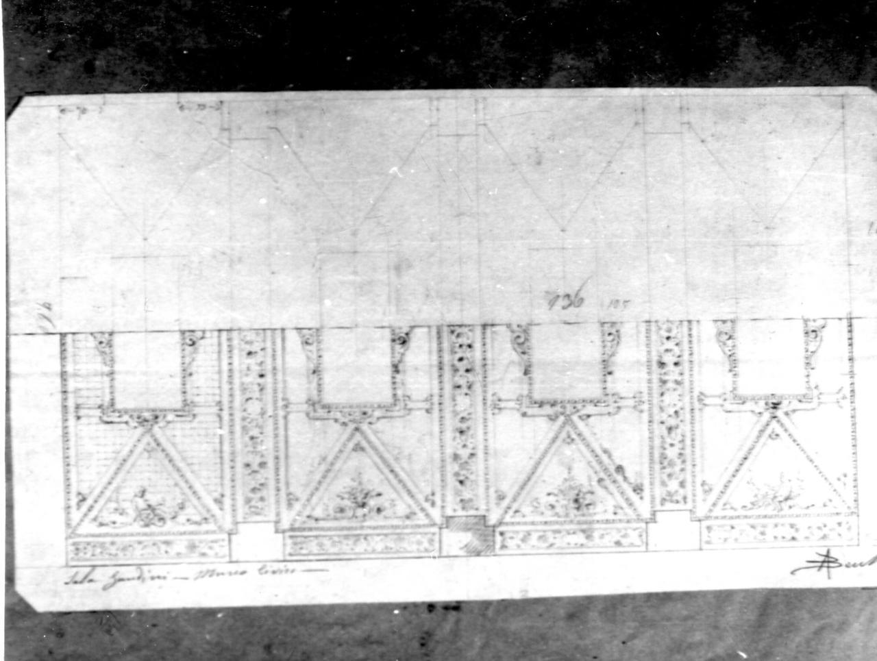 decorazione della sala Gandini del Museo di Modena (disegno) di Becchi Andrea (seconda metà sec. XIX)