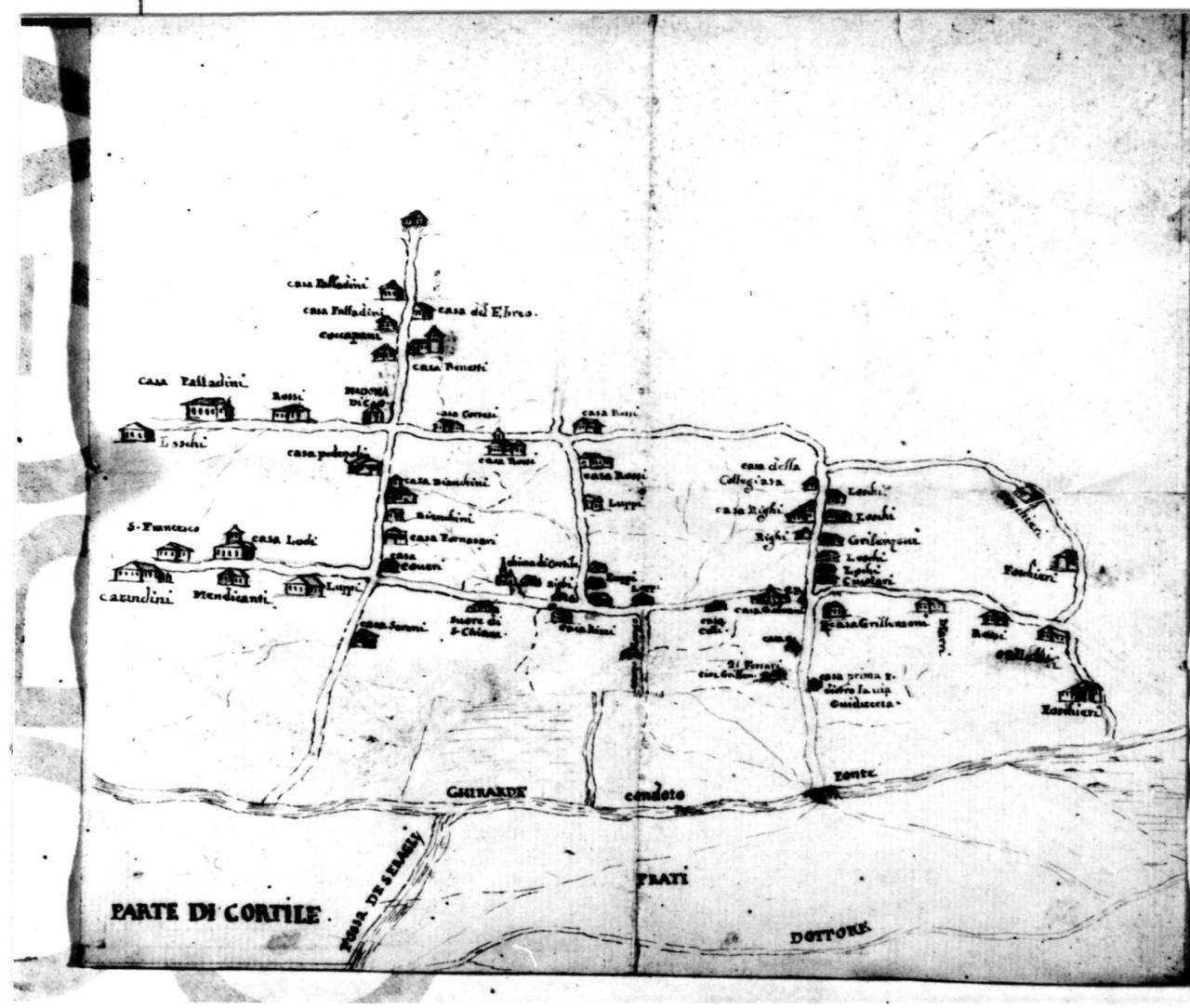 mappa del territorio di Cortile (disegno) - ambito carpigiano (metà sec. XVIII)
