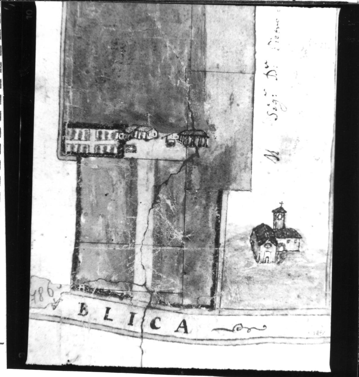 mappa di appezzamenti agricoli (disegno) di Rosogni Giulio Cesare (sec. XVII)