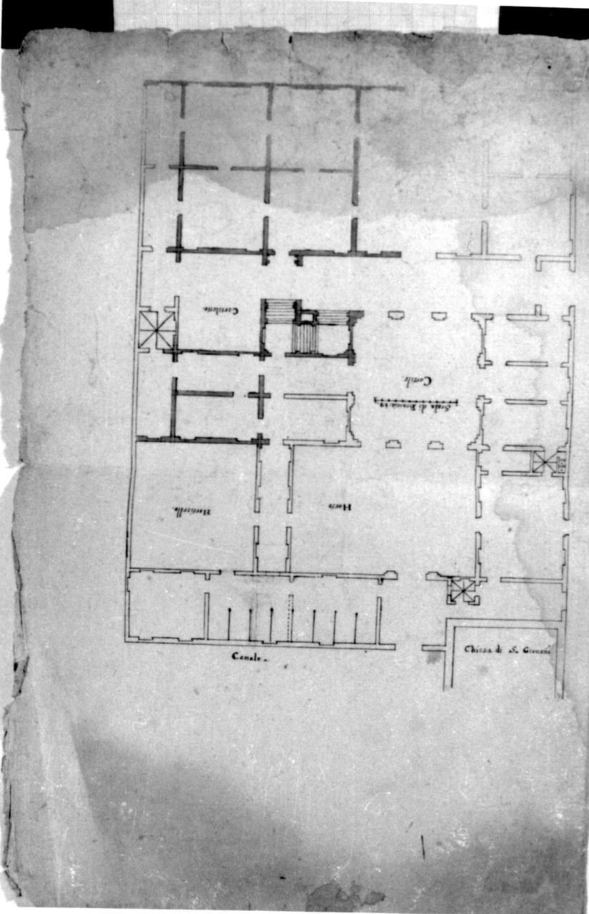 pianta di Palazzo Pio (disegno) - ambito carpigiano (seconda metà sec. XVII)