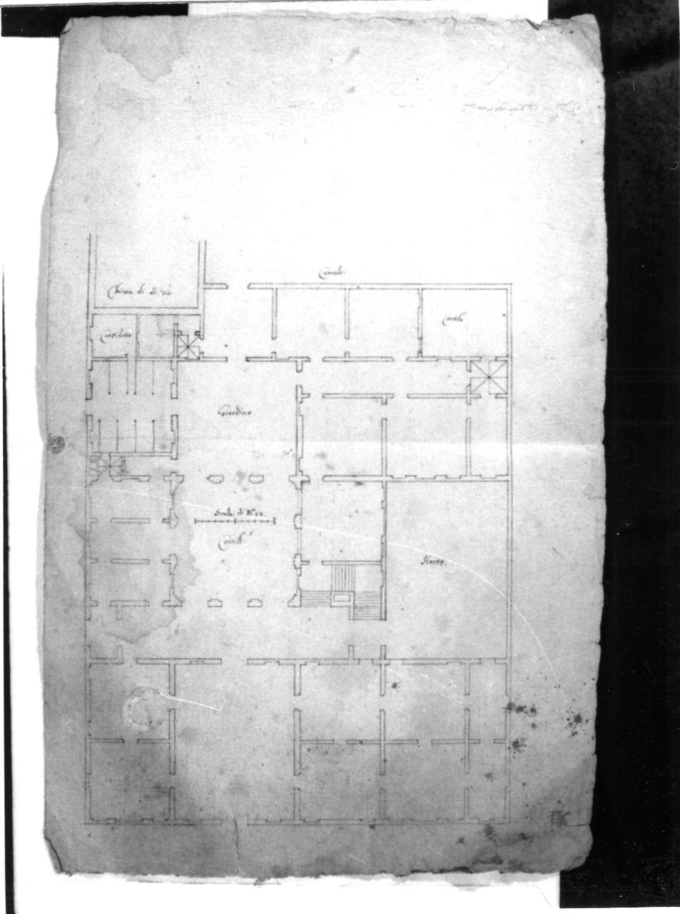pianta di Palazzo Pio (disegno) - ambito carpigiano (seconda metà sec. XVII)