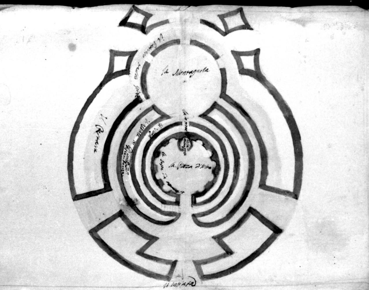 pianta del giardino del Palazzo di Rovereto (disegno) - ambito carpigiano (fine sec. XVII)