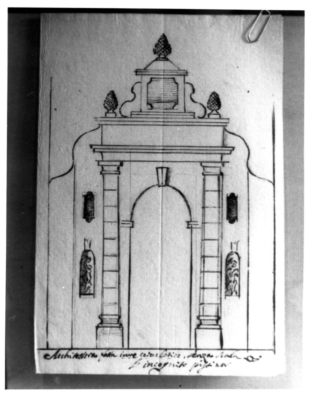 arco monumentale (disegno) - ambito carpigiano (seconda metà sec. XVII)