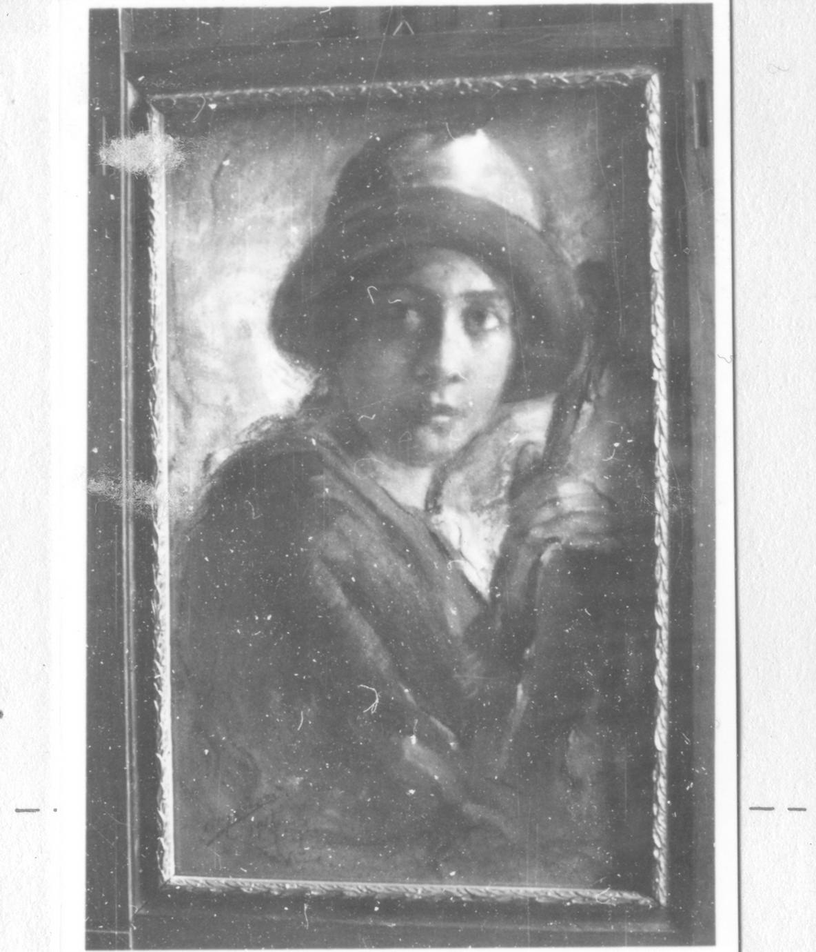 ritratto di giovane donna con violino (disegno) di Messori Orfeo (sec. XX)