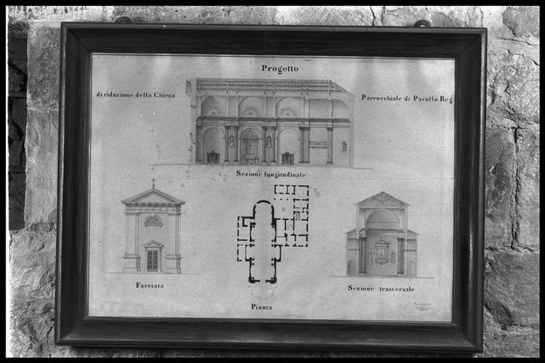 progetto di riduzione della chiesa parrocchiale di Paullo (disegno) - ambito emiliano (sec. XIX)