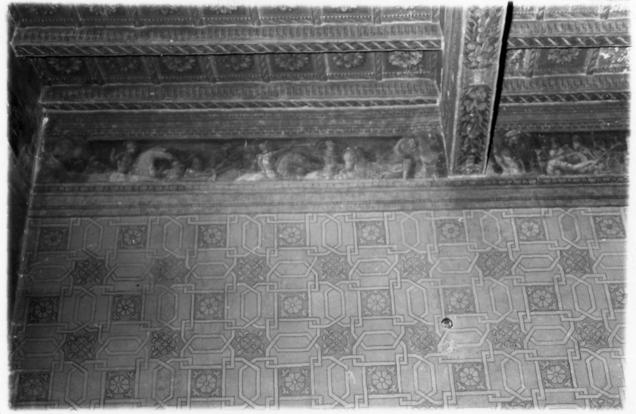 battaglia fra guerrieri antichi (decorazione pittorica) - ambito reggiano (sec. XVI)