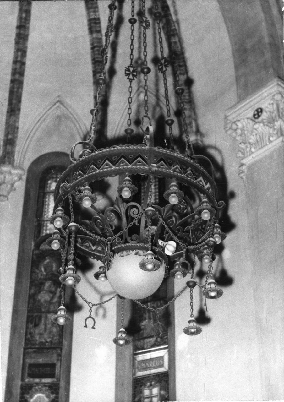 lampadario da chiesa, serie - bottega modenese (primo quarto sec. XX)