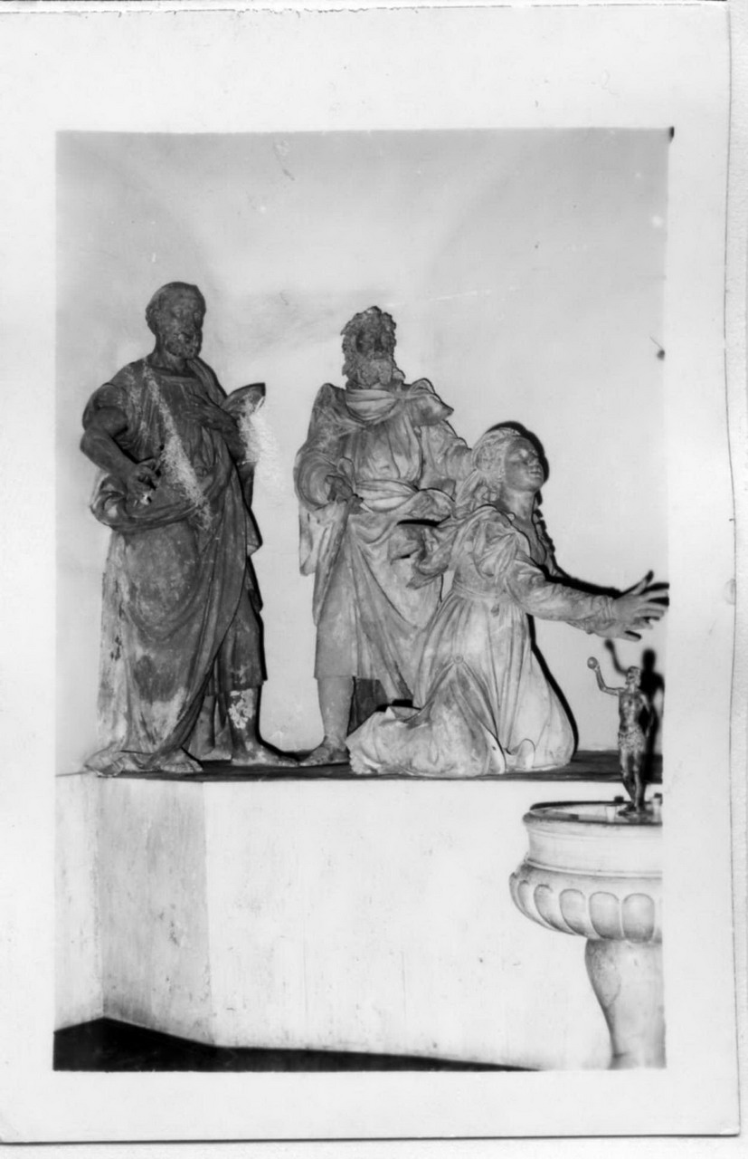 Cristo in casa di Santa Marta e Santa Maria Maddalena (gruppo scultoreo) di Begarelli Antonio detto Modana (sec. XVI)