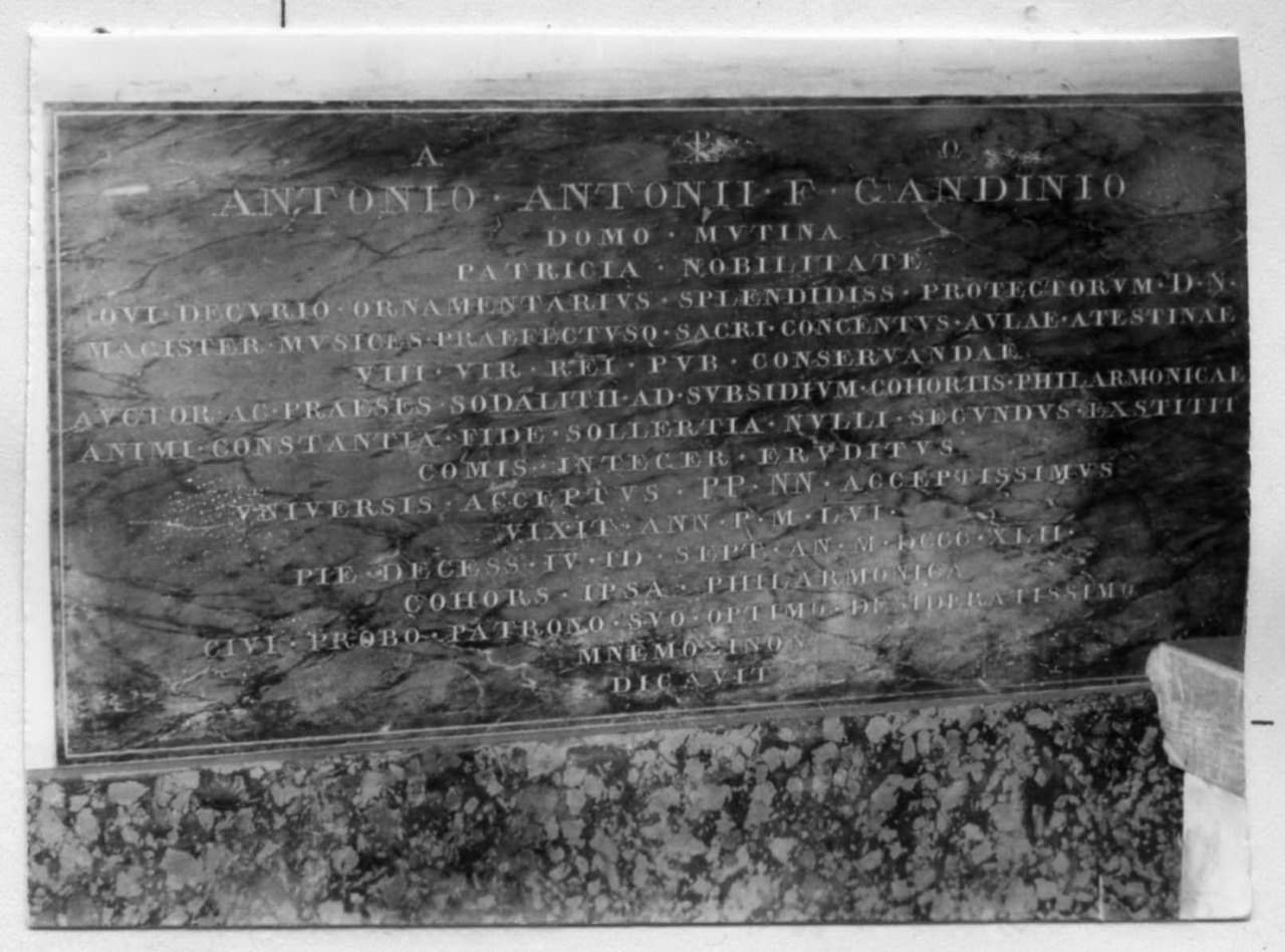 lapide commemorativa - bottega modenese (sec. XIX)