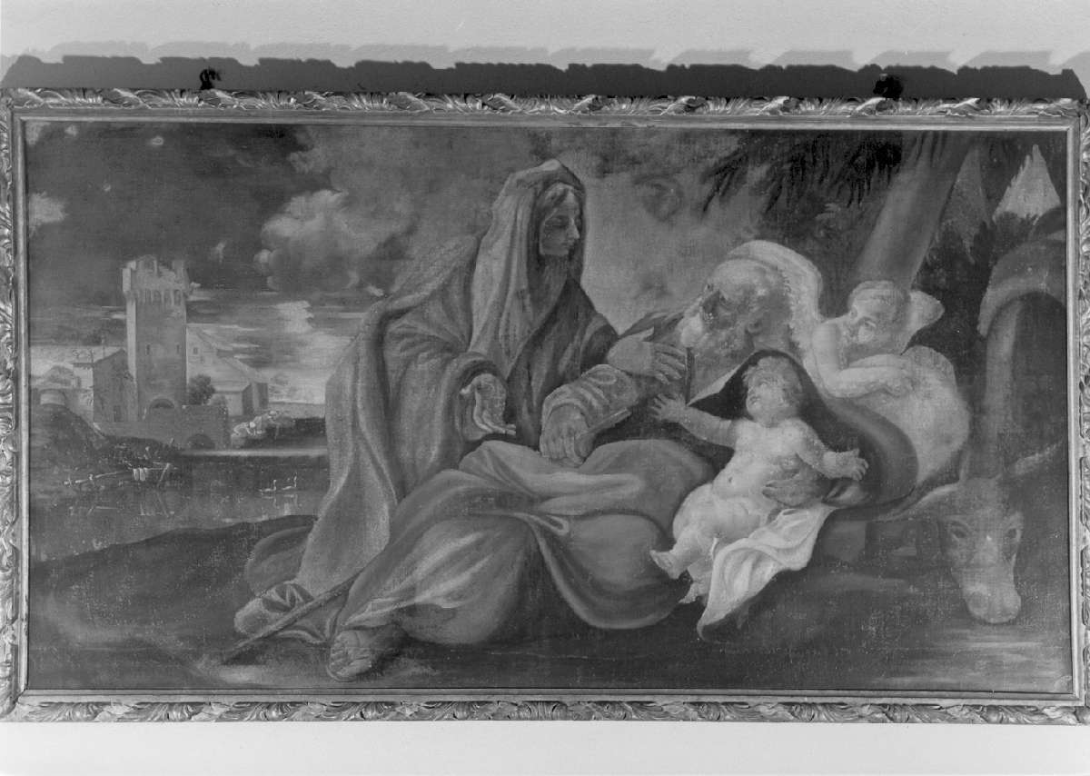 riposo durante la fuga in Egitto (dipinto) - ambito emiliano (sec. XVII)