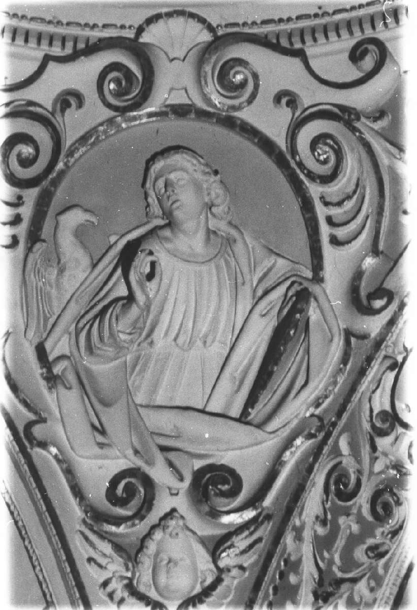 San Giovanni Evangelista (decorazione plastica, complesso decorativo) - manifattura sassolese (metà sec. XVII)