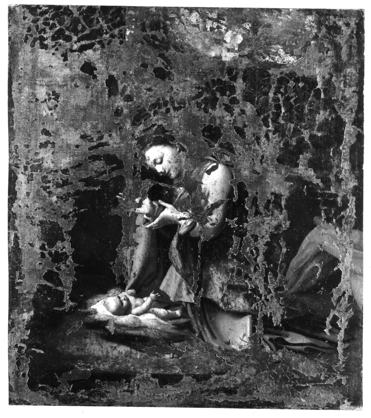 Madonna in adorazione di Gesù Bambino (dipinto) di Boulanger Jean (attribuito) (metà sec. XVII)