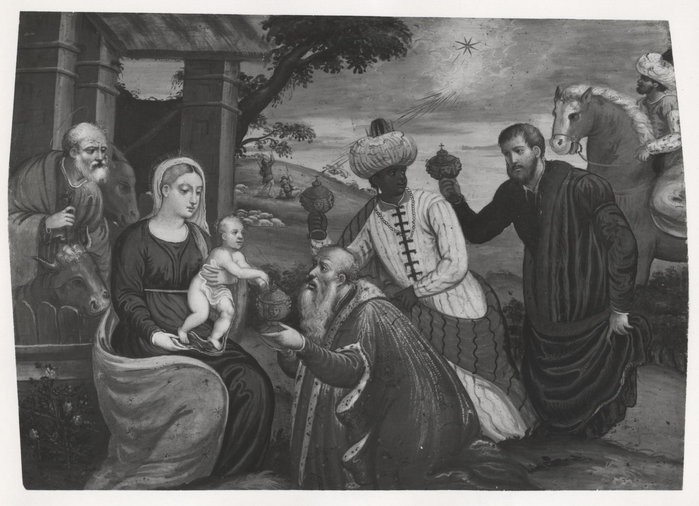 adorazione dei Re Magi (dipinto) - ambito veneto (fine/inizio secc. XVI/ XVII)