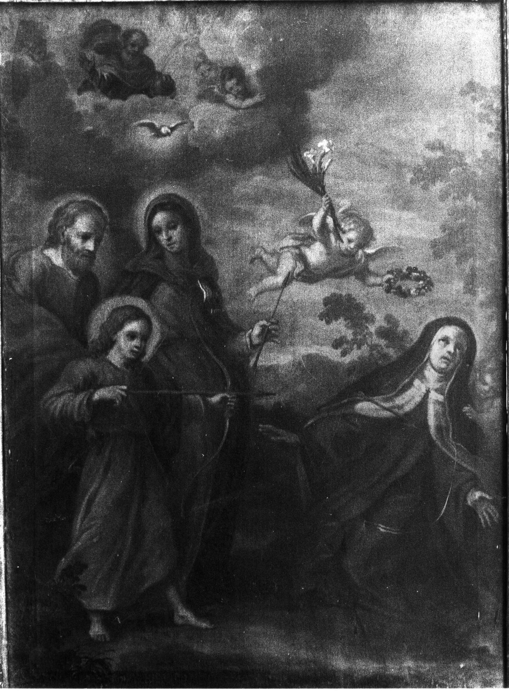 Santa Teresa d'Avila ha la visione della Trinità (dipinto) - ambito emiliano (ultimo quarto sec. XVII)