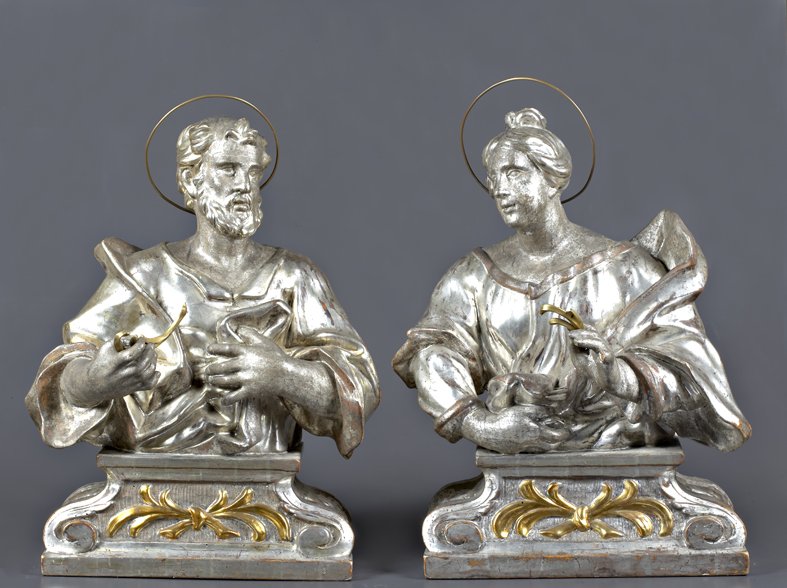 reliquiario - a busto, coppia - bottega emiliana (sec. XVIII)