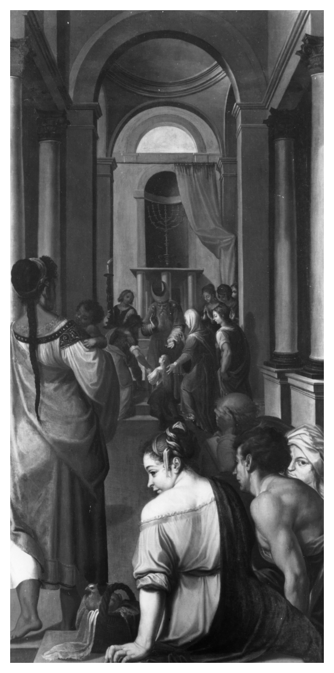 Presentazione della Vergine al tempio, presentazione di Maria Vergine al tempio (dipinto, opera isolata) di Dell'Abate Ercole (sec. XVII)