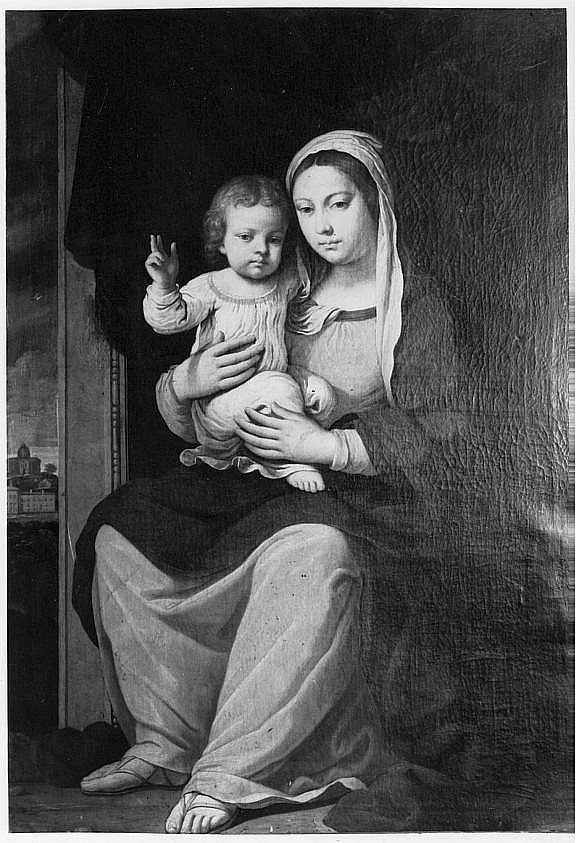 Madonna con Bambino benedicente, Madonna con Bambino (dipinto, opera isolata) di Lana Ludovico (sec. XVII)