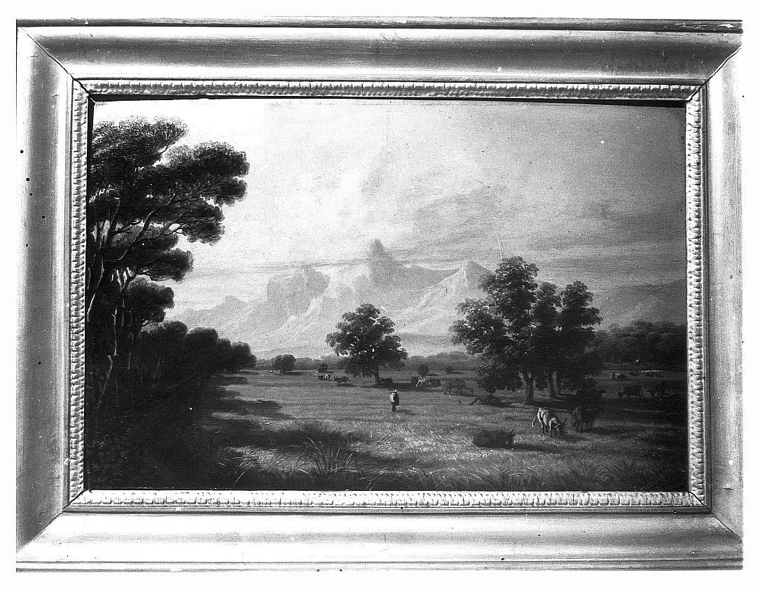 Paesaggio con pascolo, paesaggio rurale (dipinto, opera isolata) di Burci Emilio (sec. XIX)