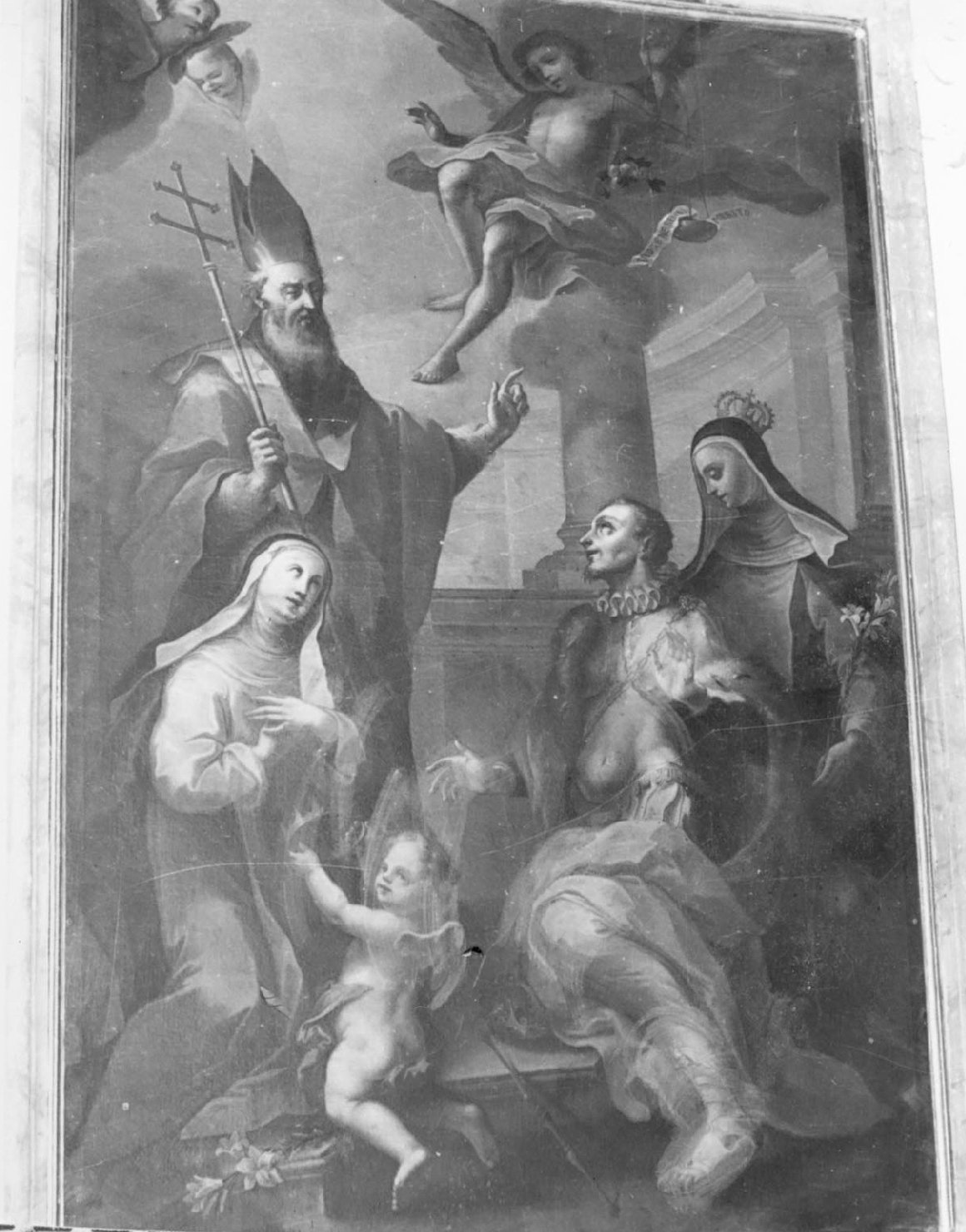 S. Enrico Imperatore, santo Vescovo e sante dell'ordine domenicano (pala d'altare) di Morini Giovanni (attribuito) (metà sec. XVIII)