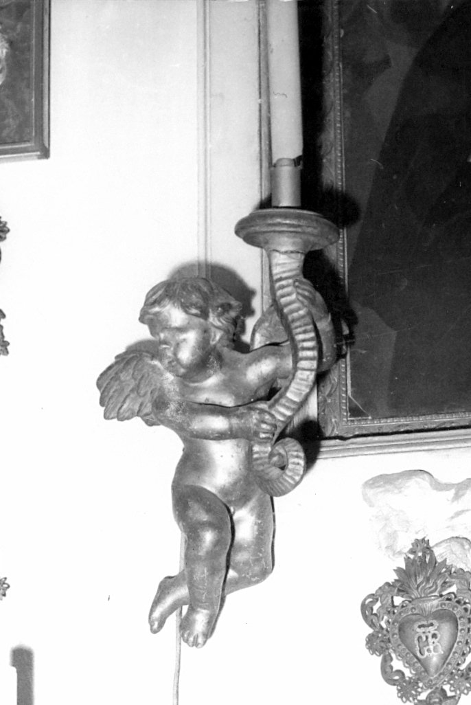candelabro - a statuetta, serie - bottega modenese (fine/inizio secc. XVIII/ XIX)
