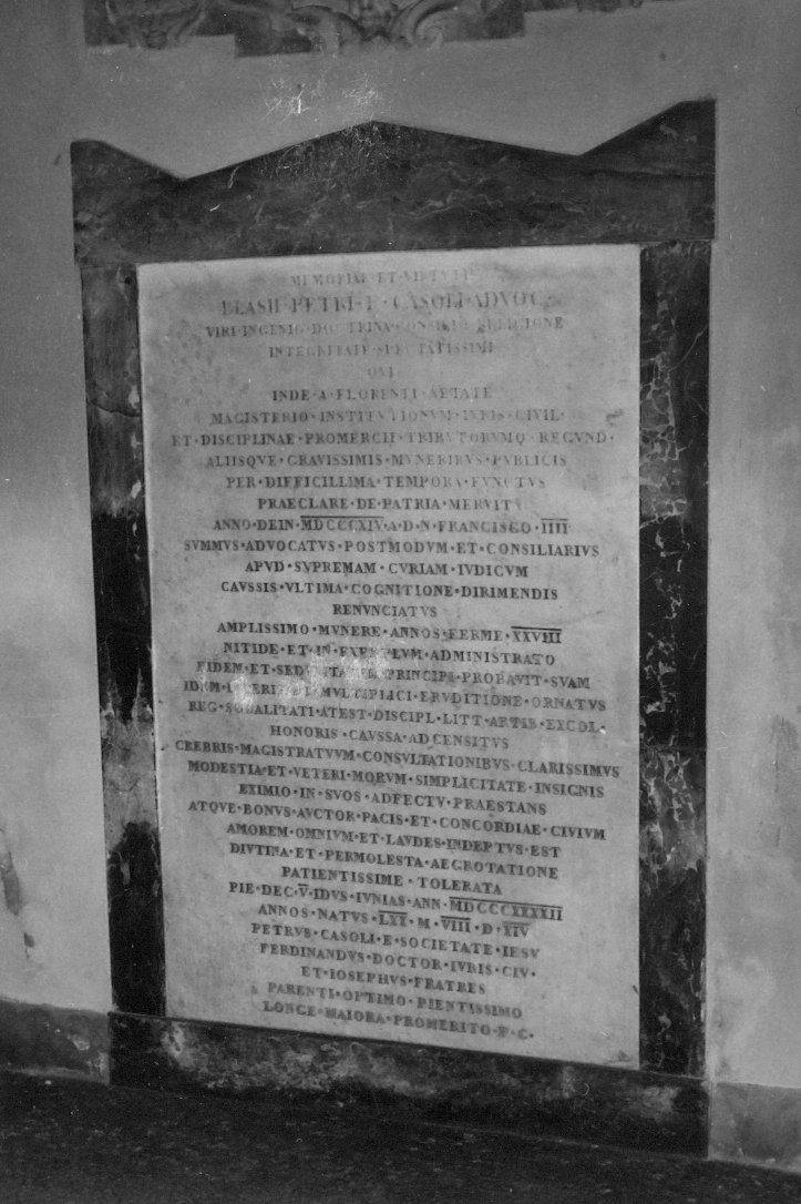 lapide commemorativa - bottega emiliana (sec. XIX)