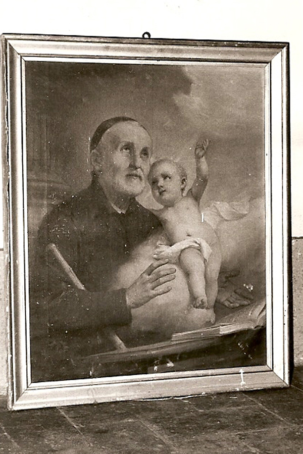 ritratto di padre gesuita in adorazione di Gesù Bambino (dipinto) di Forti Fermo (attribuito) (sec. XIX)