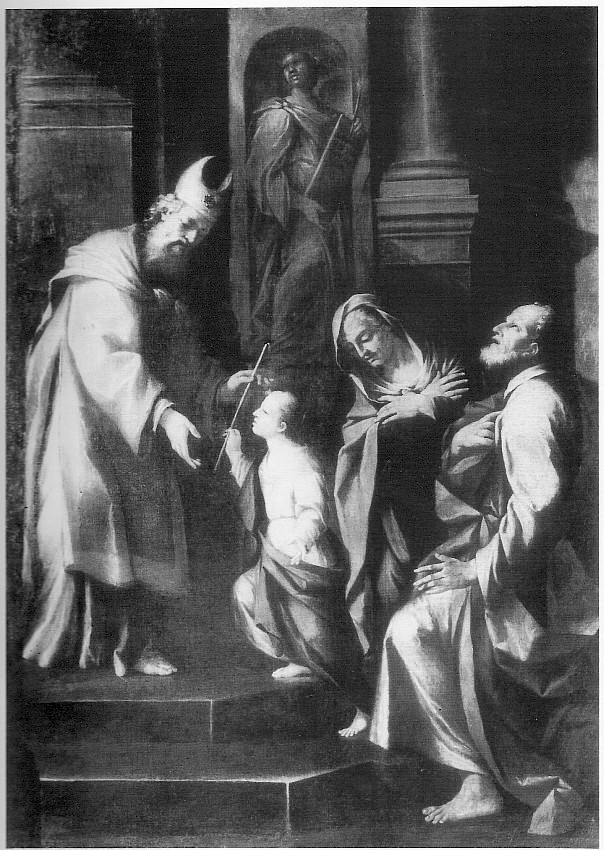 Presentazione della Vergine al Tempio, presentazione di Maria Vergine al tempio (dipinto, opera isolata) di Negri Girolamo detto Boccia (sec. XVII)