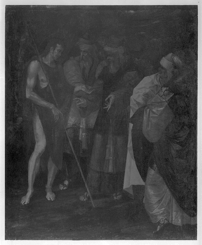 San Giovanni Battista battezza le folle, San Giovanni Battista battezza le folle (dipinto, coppia) di Carnevali Domenico (attribuito) (terzo quarto sec. XVI)