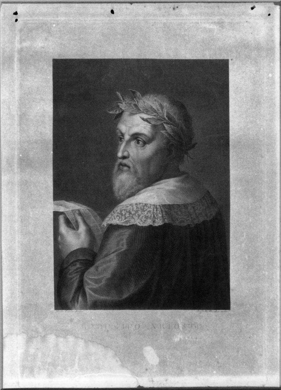 ritratto di Ludovico Ariosto (stampa, elemento d'insieme) di Morghen Raffaello, Ermini Pietro (sec. XIX)