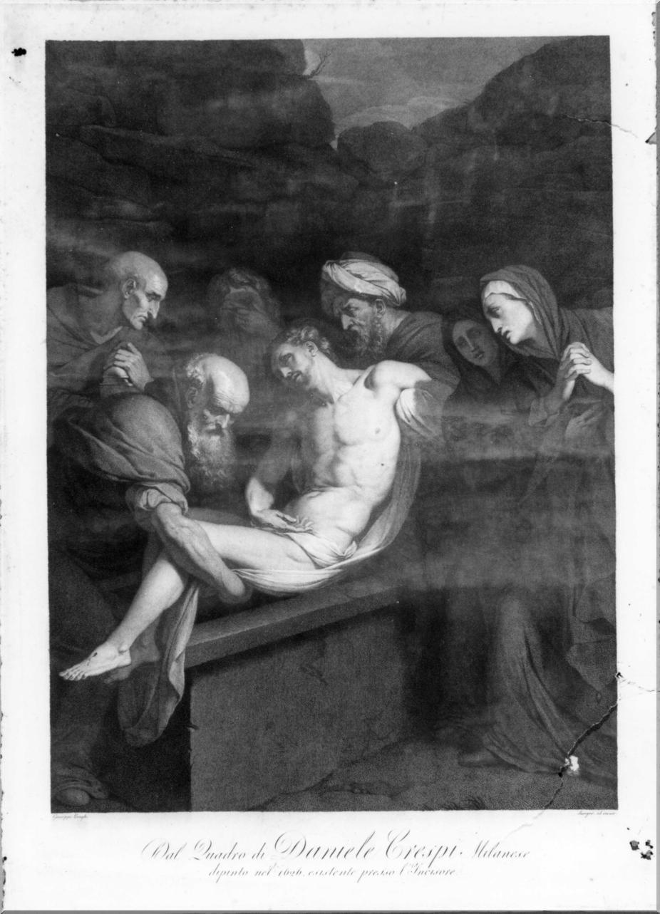 deposizione di Cristo nel sepolcro (stampa) di Longhi Giuseppe, Crespi Daniele (inizio sec. XIX)