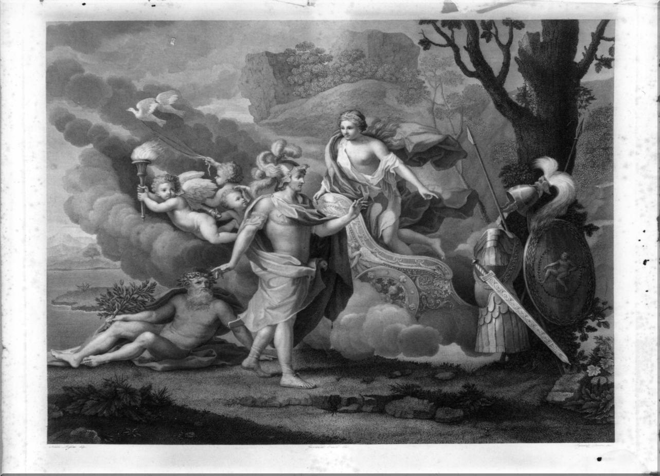 Venere consegna l'armatura a Enea (stampa) di Emili Giovanni, Poussin Nicolas, Pavon Ignazio (primo quarto sec. XIX)
