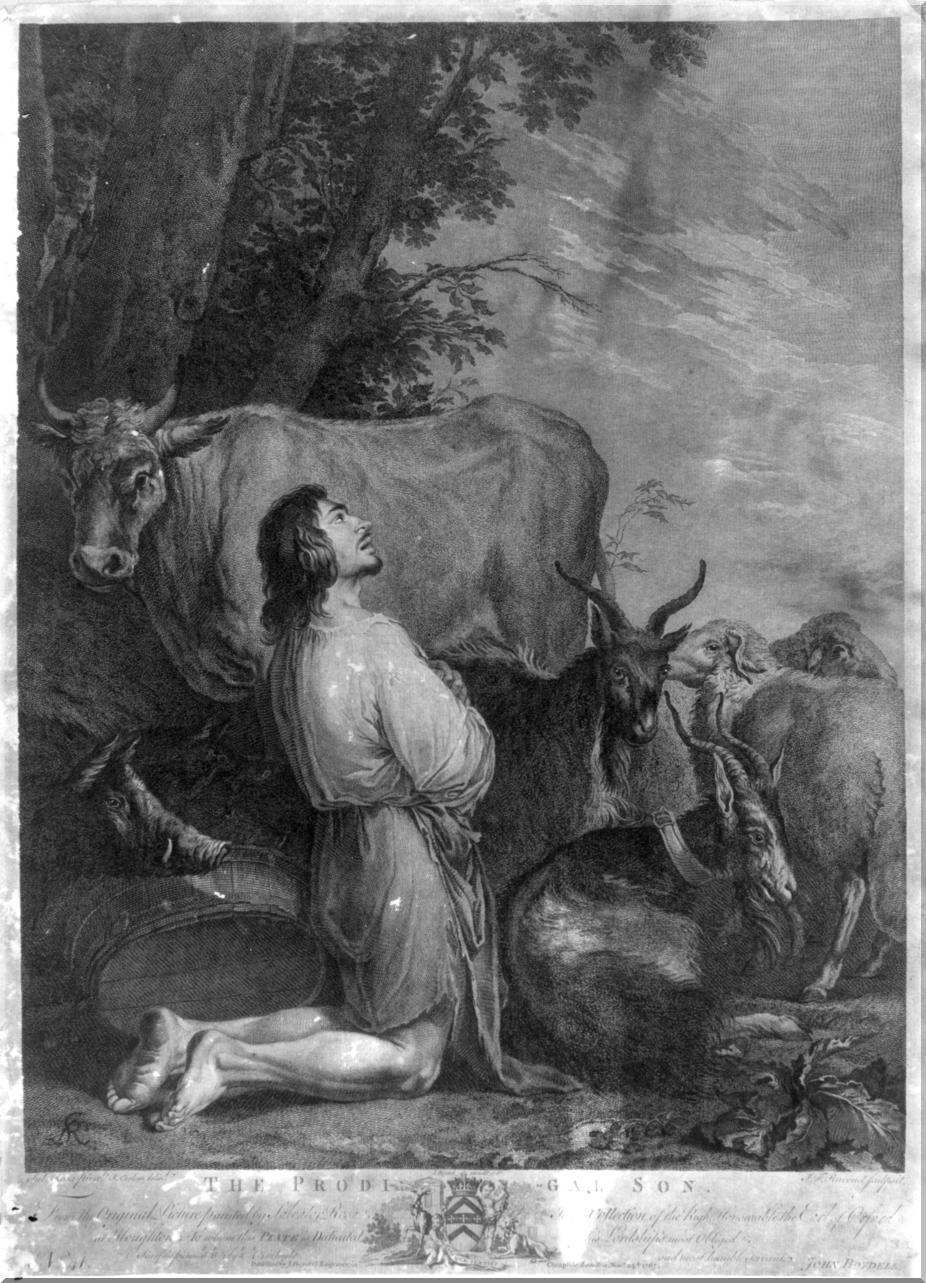 penitenza del figliol prodigo (stampa, elemento d'insieme) di Earlom Richard, Rosa Salvator, Ravenet Simon François (sec. XVIII)