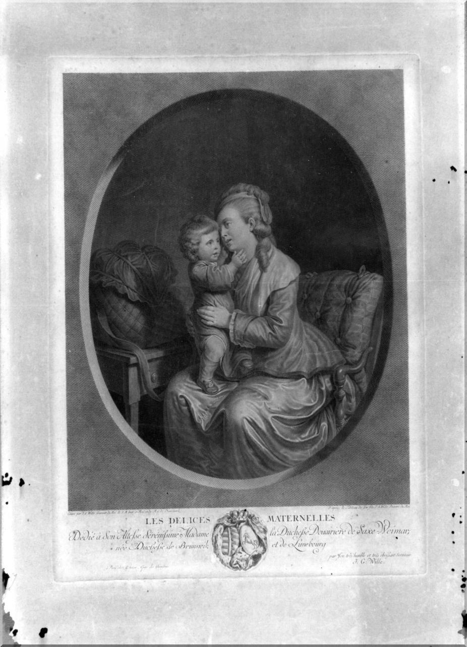 giovane madre con infante (stampa) di Wille Pierre Alexandre, Wille Johann Georg (sec. XVIII)