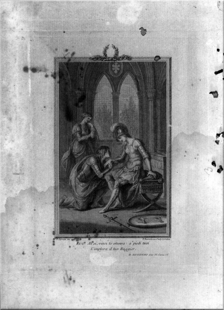 guerrieri con un trofeo d'armi (stampa, elemento d'insieme) di Bartolozzi Francesco, Cipriani Giovanni Battista (sec. XVIII)