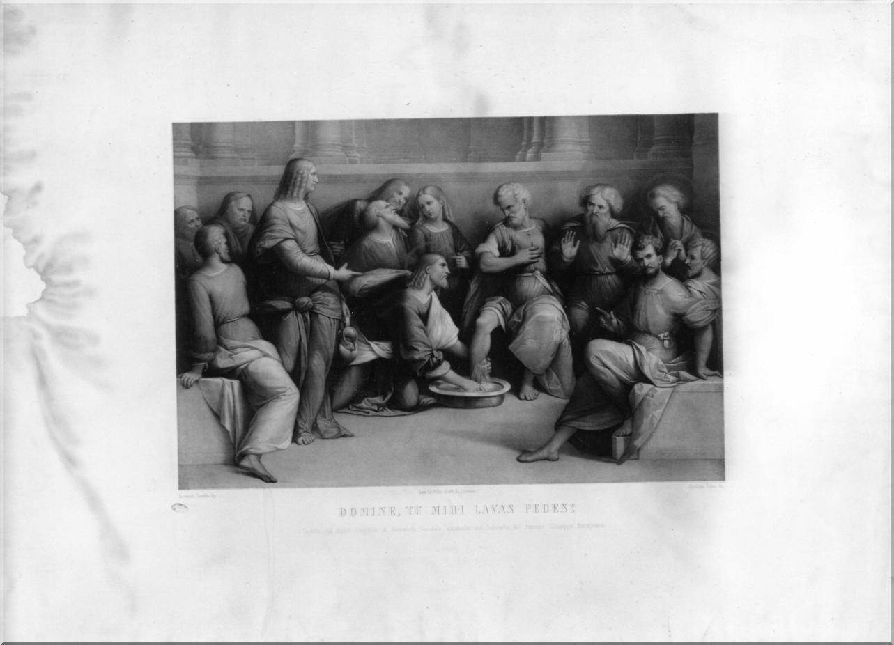 Cristo lava i piedi degli apostoli (stampa) di Tubino Girolamo, Tisi Benvenuto detto Garofalo, Pellas Luigi (sec. XIX)