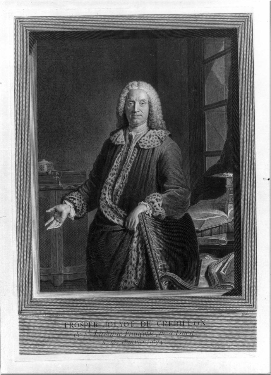 ritratto di Prosper Jolyot de Crebillon (stampa) di Aved Jacques André Joseph, Balechou Jean Joseph (sec. XVIII)