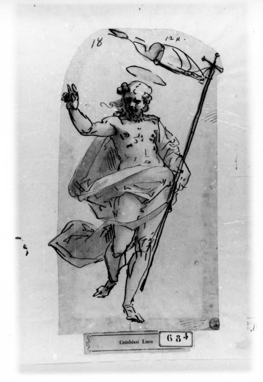 Cristo redentore benedicente (disegno) di Cambiaso Luca (sec. XVI)