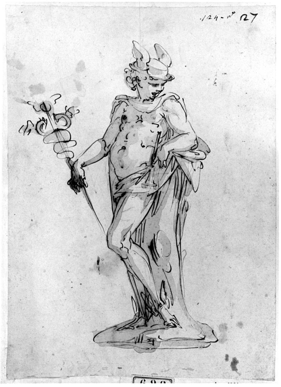 Mercurio (disegno) di Cambiaso Luca (sec. XVI)