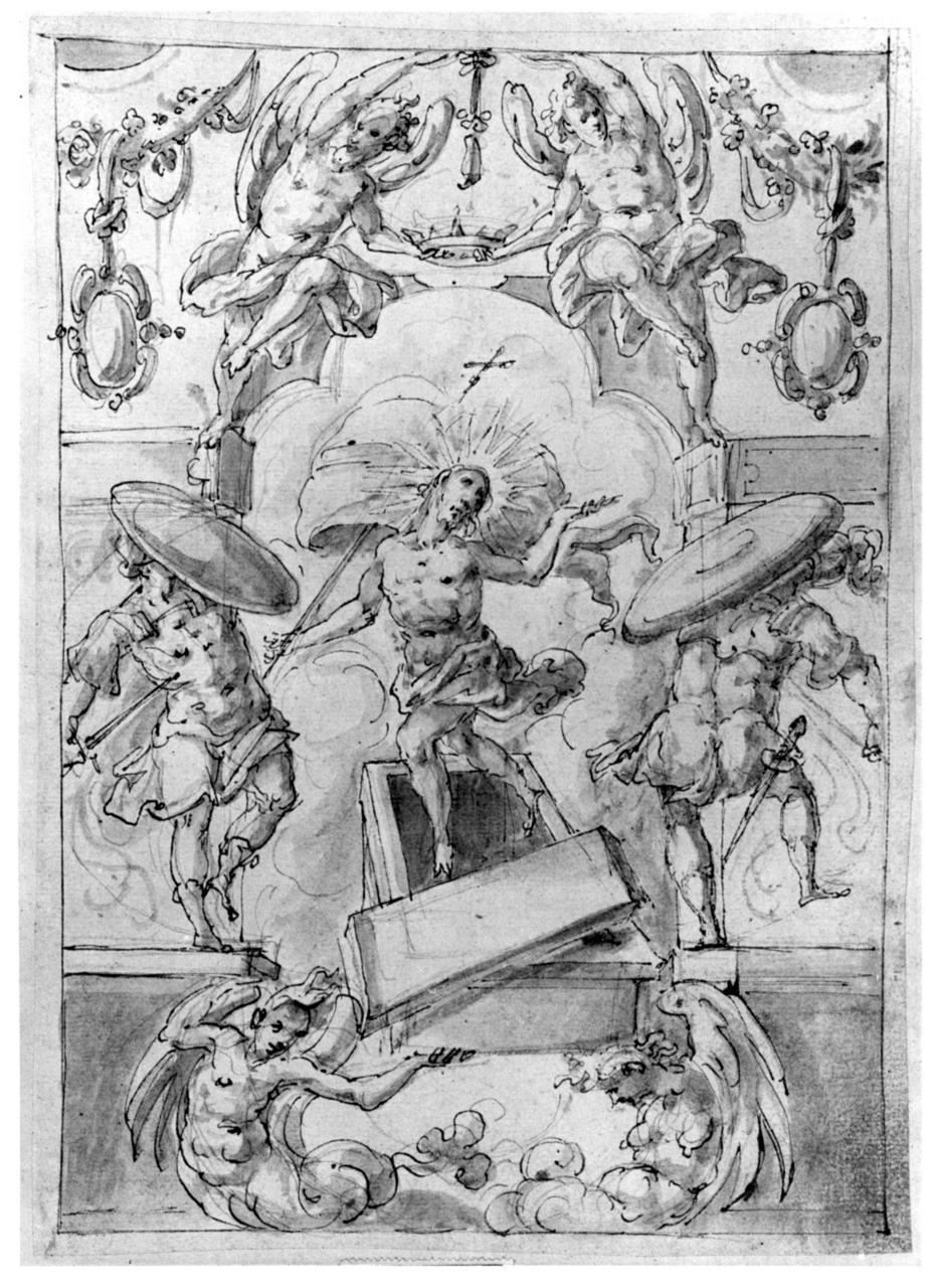 resurrezione di Cristo (disegno) di Marchetti Marco (sec. XVI)