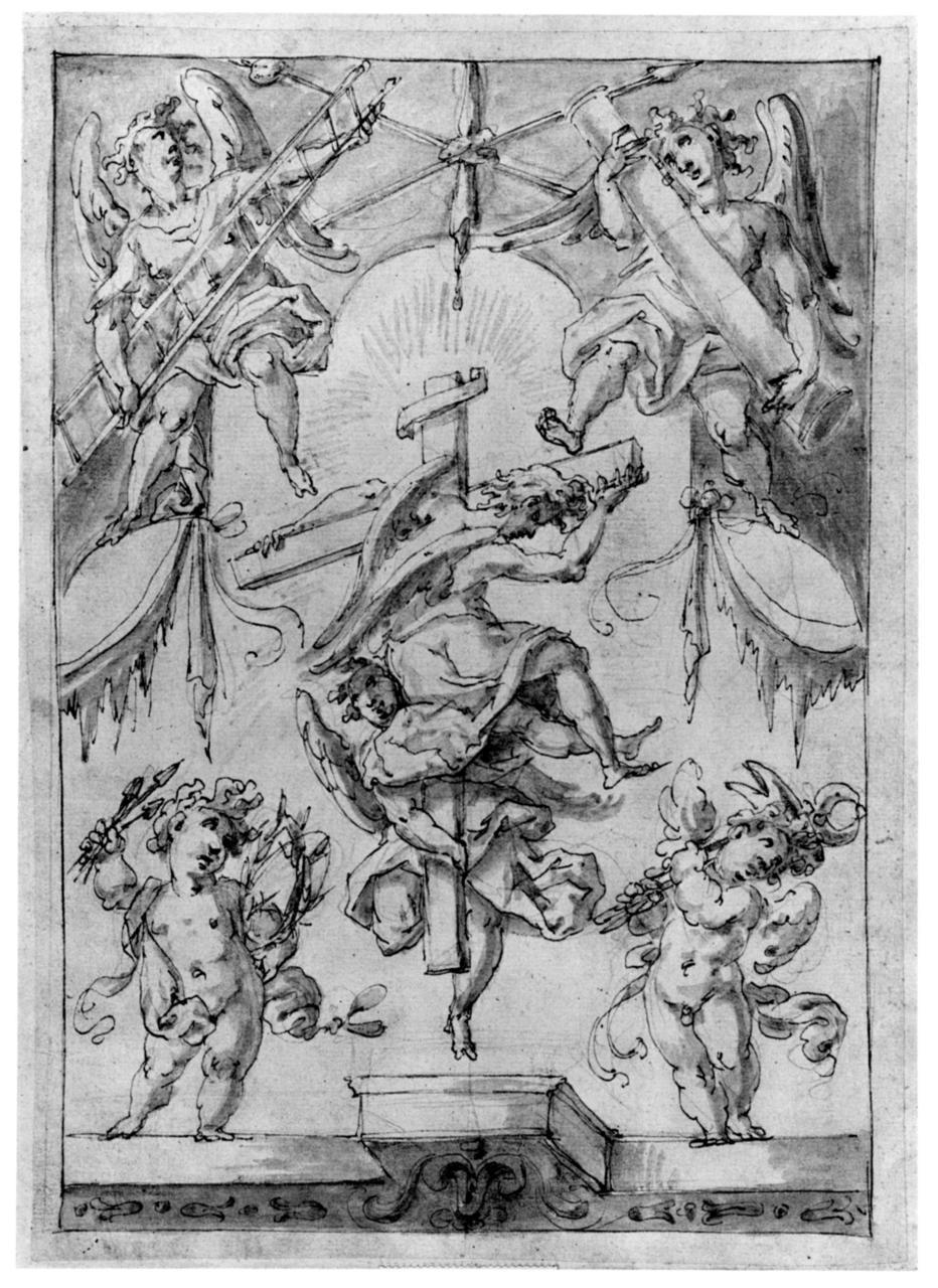 angeli con i simboli della passione (disegno) di Marchetti Marco (sec. XVI)